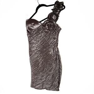 Romeo & Juliet one shoulder brown mini sheath cocktail dress size medium M B147